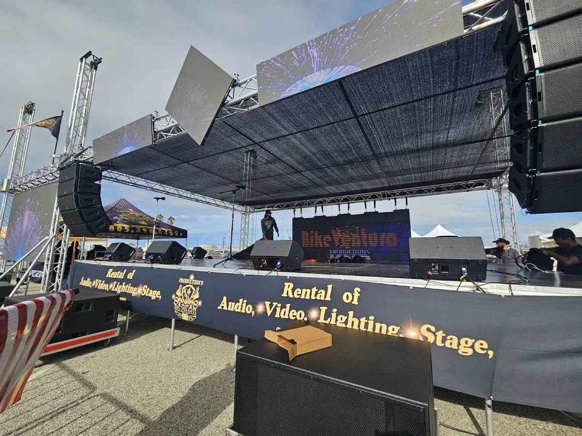 Productions KND stage, LED Video Wall, P.A. sound system, audio, lighting, Dance floor